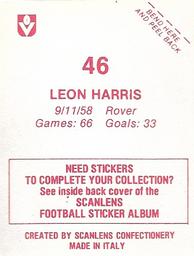 1983 Scanlens VFL Stickers #46 Leon Harris Back